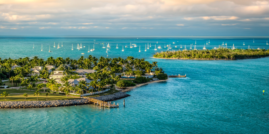 A few of the Florida Keys on a bright summer day.