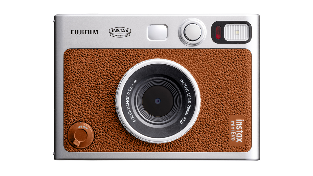 The Fuji Instax Mini Evo on a white background.