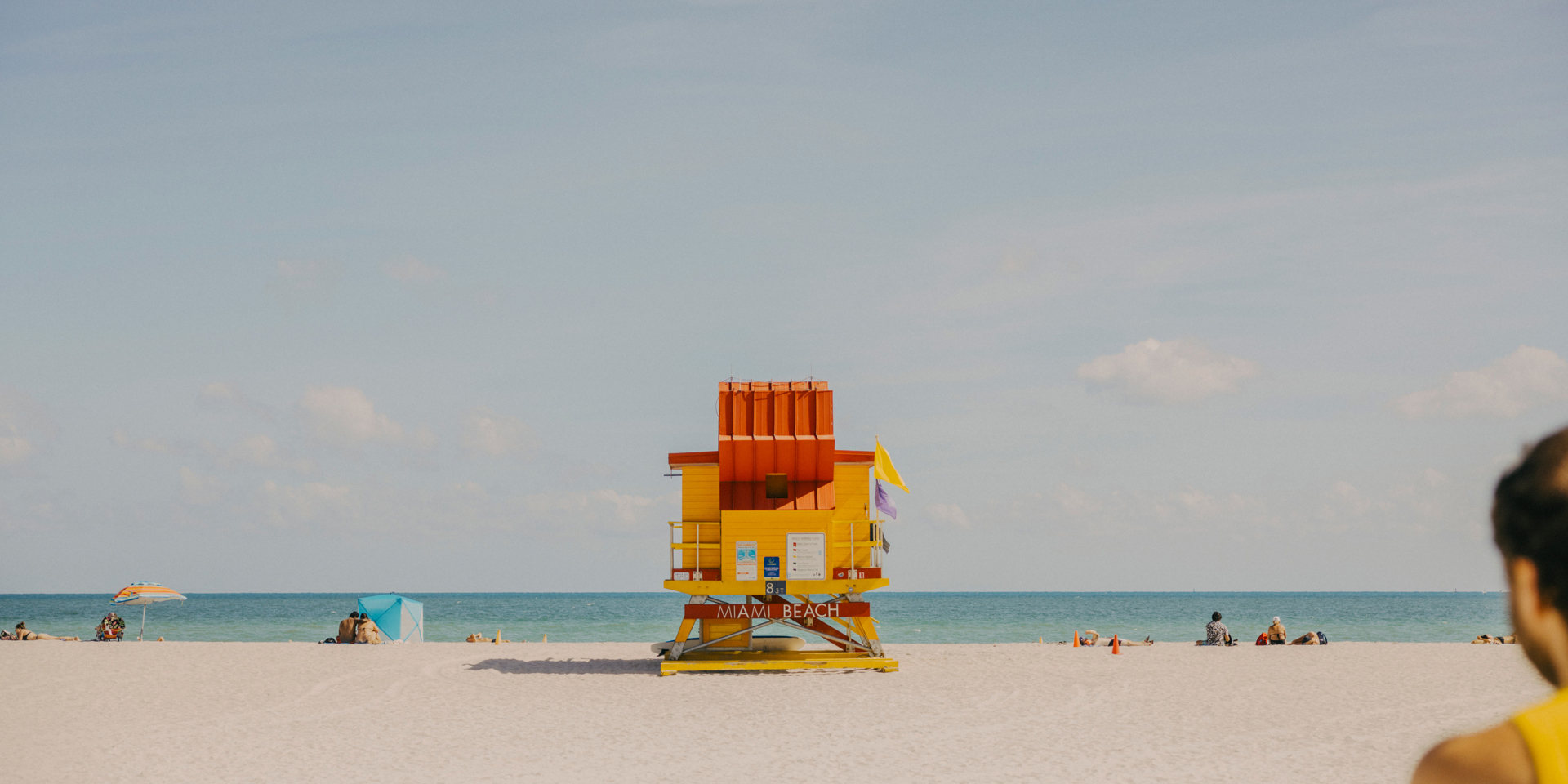 An art deco style beach hut in Miami.
