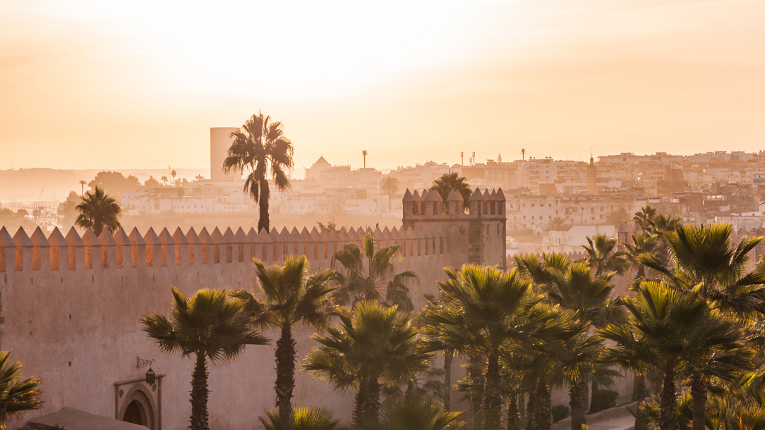 A sunset view of Rabat in Morocco.
