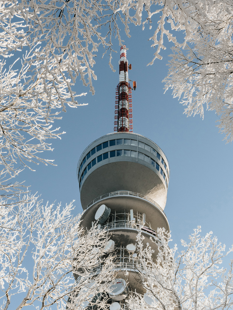 A modern telecommunication tower in Zagreb.