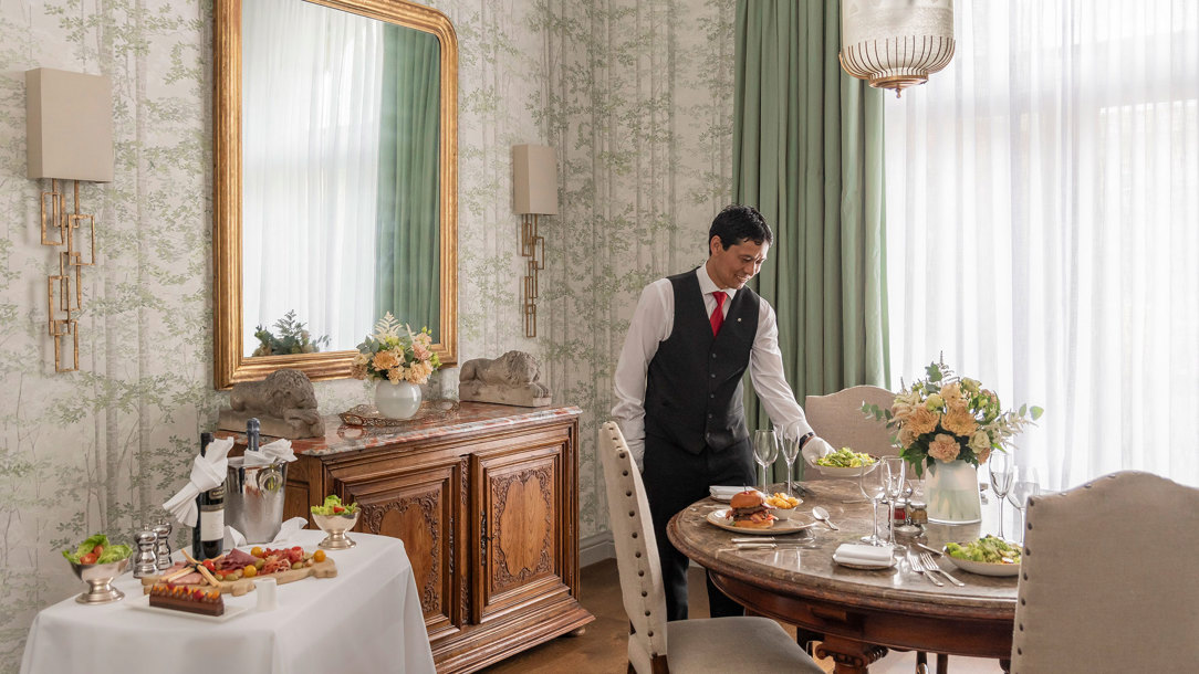 Serving breakfast in a suite at The Balmoral, Edinburgh.