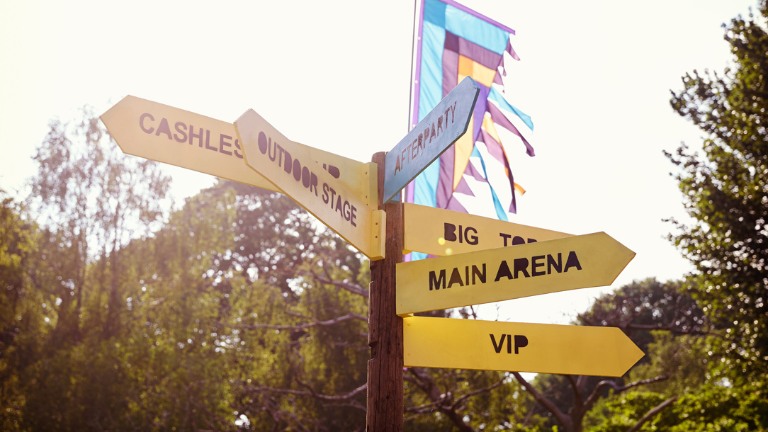 A sign at a music festival