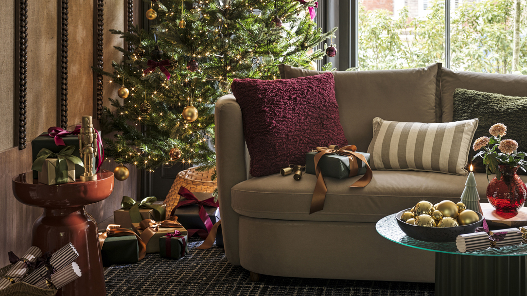 A room decorated for Christmas with products from Habitat.